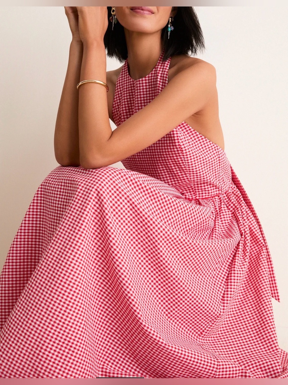 Tuckernuck Red Gingham Marcie Dress Sz M Feminine Costal Preppy Summer Casual - Picture 3 of 15
